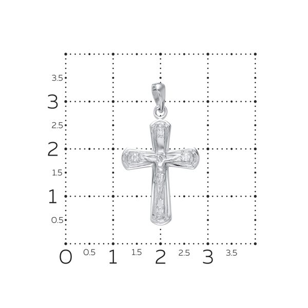 Православный крест с 4 бриллиантами 0.056 карат из белого золота 61893