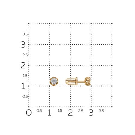 Серьги-пусеты с бриллиантами 0.014 карат из красного золота 143130