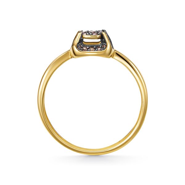 Кольцо с 28 коньячными бриллиантами из лимонного золота 143785