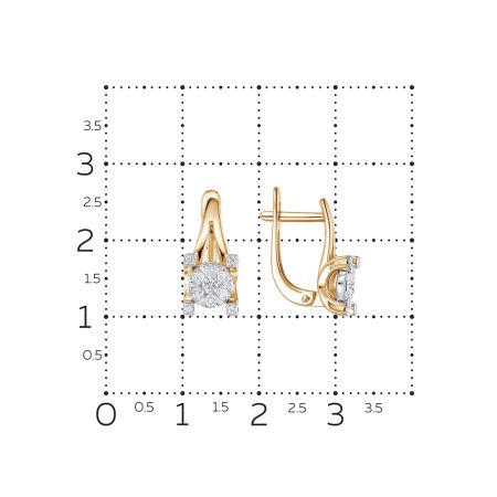Серьги с 22 бриллиантами из красного золота 141345 Серьги с 22 бриллиантами из красного золота 141345