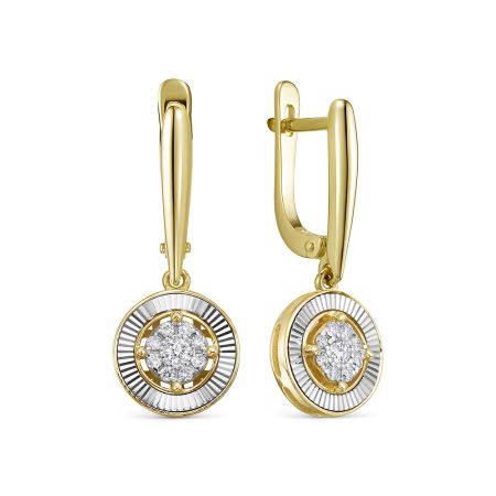 Серьги с 18 бриллиантами из лимонного золота 144586