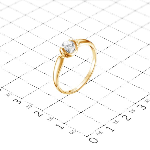 Кольцо с бриллиантом 0.109 карат из лимонного золота 85589