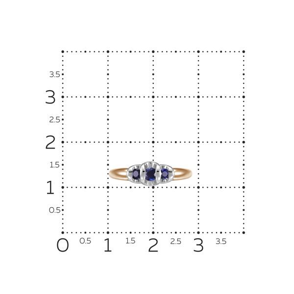 Кольцо с 3 сапфирами из красного золота 75328