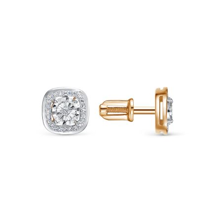 Серьги-пусеты с 50 бриллиантами из красного золота 146457