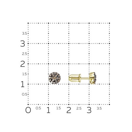 Серьги-пусеты с 38 коньячными бриллиантами из лимонного золота 132597