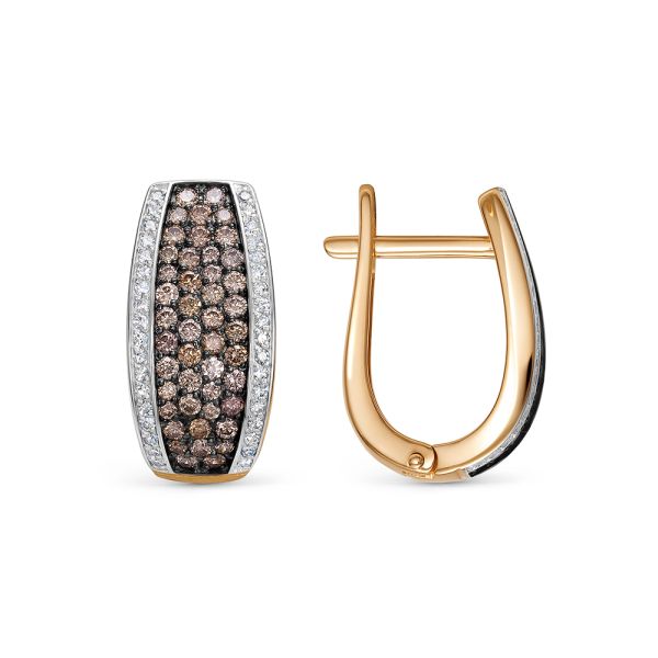 Серьги с 92 коньячными бриллиантами и 72 бриллиантами из красного золота 144621