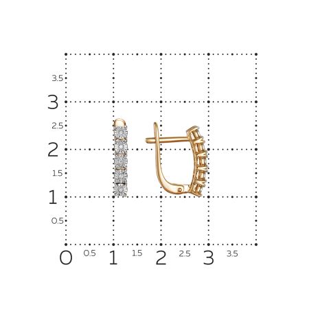 Серьги с 10 бриллиантами 0.05 карат из красного золота 143684