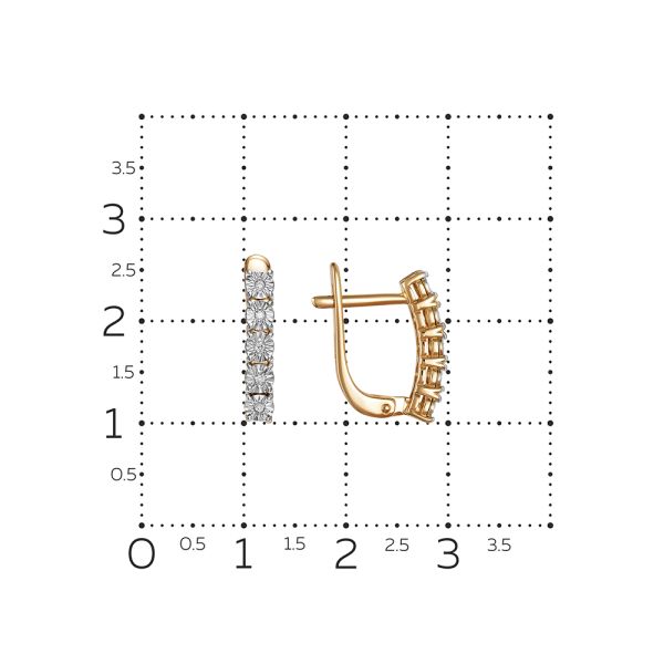 Серьги с 10 бриллиантами 0.05 карат из красного золота 143684