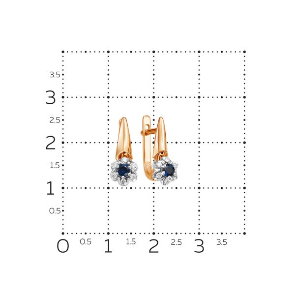 Серьги с сапфирами и 12 бриллиантами из красного золота 54056