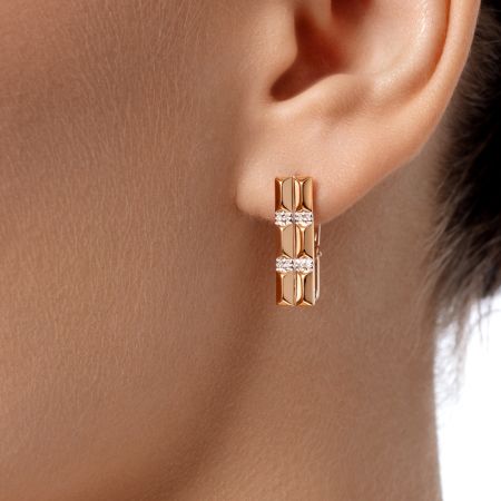 Серьги с 16 бриллиантами 0.08 карат из красного золота 138894