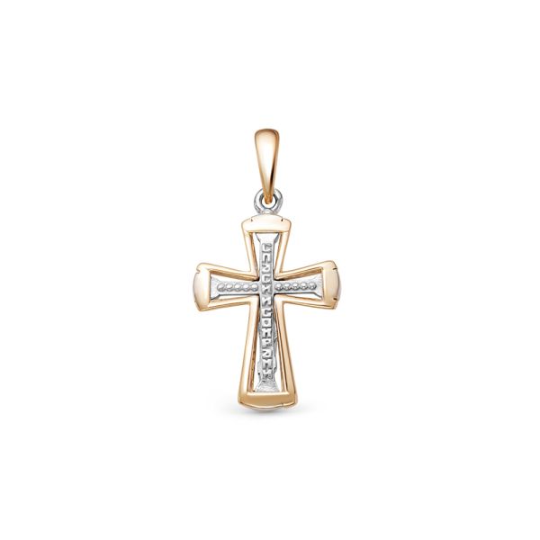 Православный крест с 4 бриллиантами 0.02 карат из комбинированного золота 78127