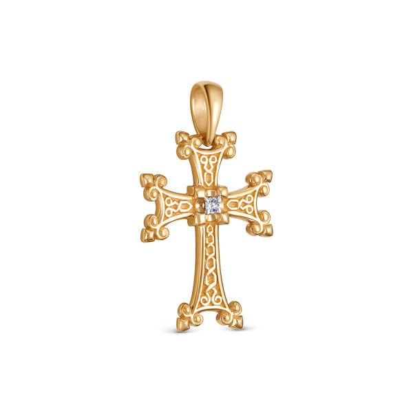 Подвеска с бриллиантом 0.015 карат из красного золота 142915