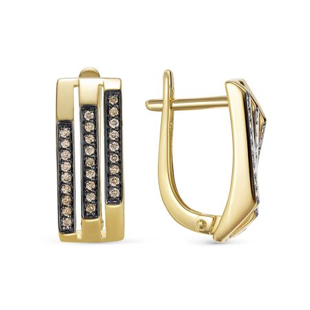 Серьги с 54 коньячными бриллиантами из лимонного золота 131478