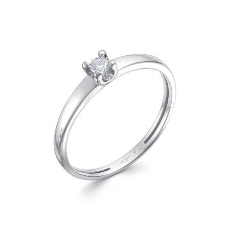 Кольцо с бриллиантом 0.062 карат из белого золота 140616