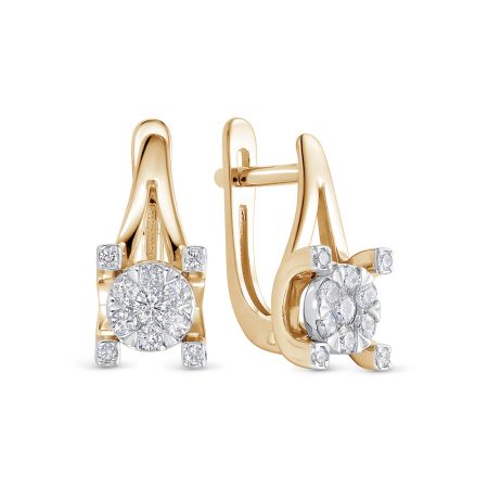 Серьги с 22 бриллиантами из красного золота 141345 Серьги с 22 бриллиантами из красного золота 141345