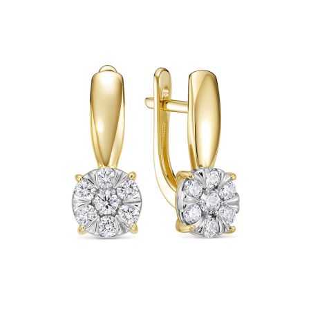 Серьги с 14 бриллиантами из лимонного золота 142823