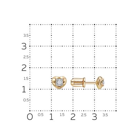 Серьги-пусеты с бриллиантами 0.064 карат из красного золота 124011