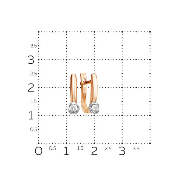 Серьги с бриллиантами 0.15 карат из красного золота 53876