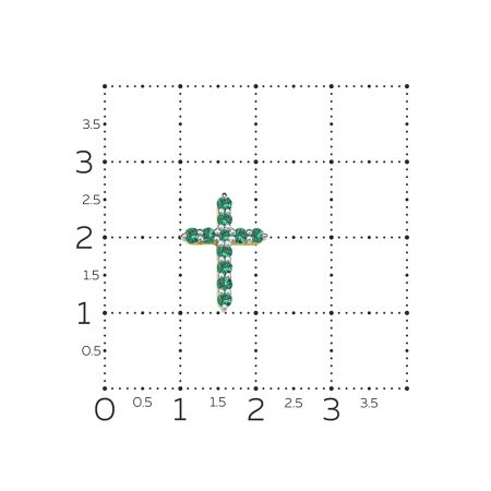 Декоративный крест с 11 изумрудами из лимонного золота 124747
