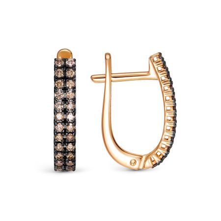 Серьги с 48 коньячными бриллиантами из красного золота 140761