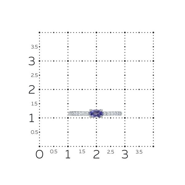Кольцо с танзанитом и 14 бриллиантами из белого золота 142087