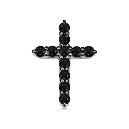 Декоративный крест с 11 черными бриллиантами из белого золота 79491