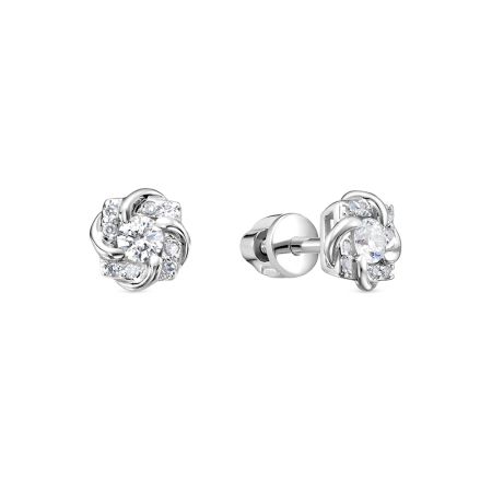 Серьги-пусеты с 18 бриллиантами из белого золота 98600