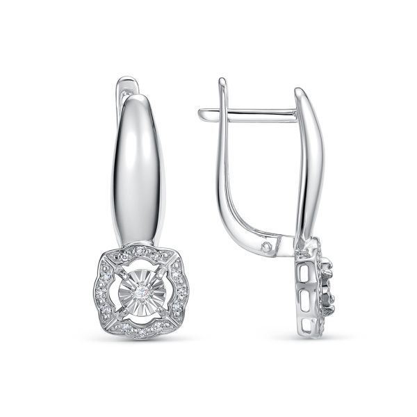 Серьги с 26 бриллиантами из белого золота 142807