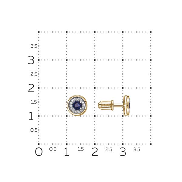 Серьги-пусеты с сапфирами и 28 бриллиантами из красного золота 143711