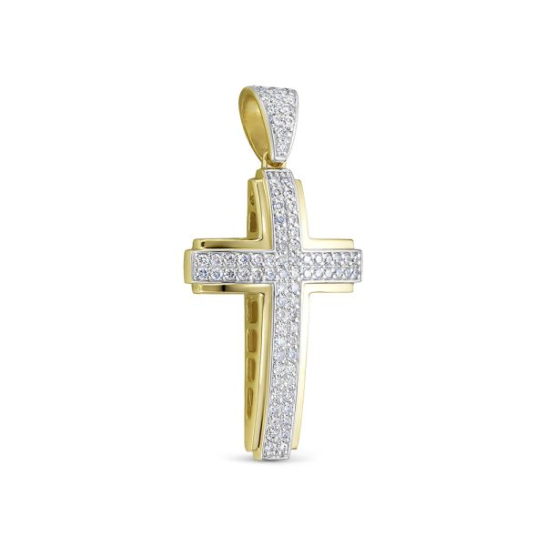 Декоративный крест с 78 бриллиантами 0.39 карат из лимонного золота 118215