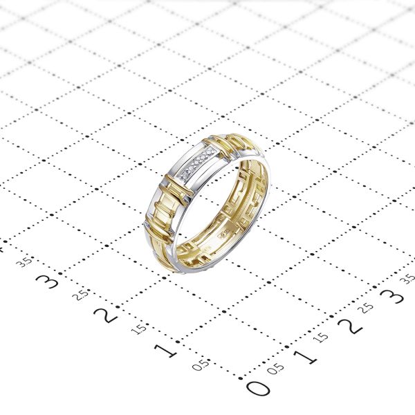 Кольцо с 5 бриллиантами 0.025 карат из комбинированного золота 110201