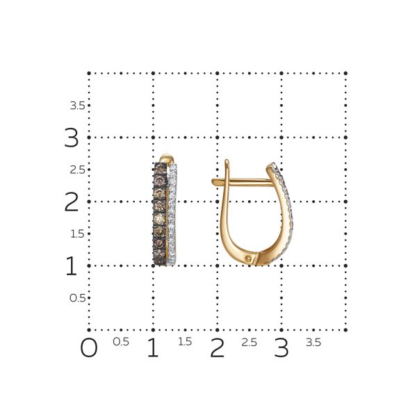 Серьги с 18 коньячными бриллиантами и 30 бриллиантами из красного золота 142861