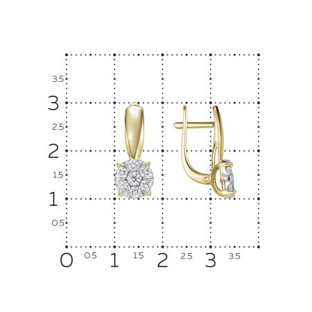 Серьги с 14 бриллиантами из лимонного золота 142823