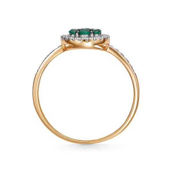 Кольцо с 7 изумрудами и 30 бриллиантами из красного золота 142695