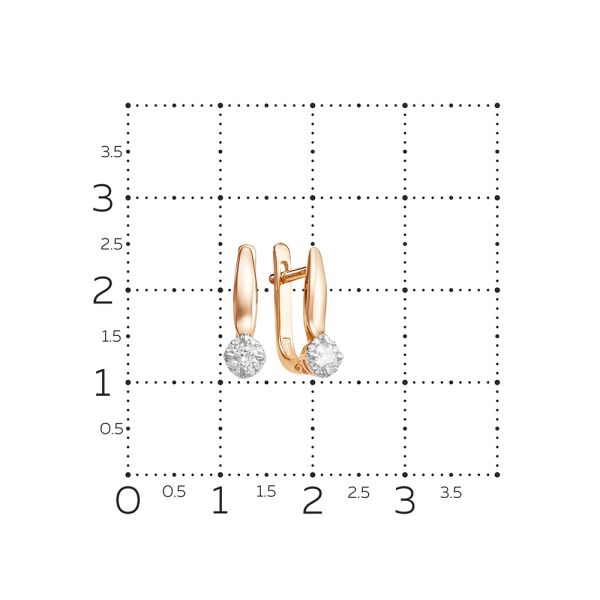 Серьги с 18 бриллиантами из красного золота 72806