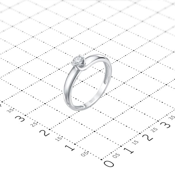 Кольцо с бриллиантом 0.12 карат из белого золота 54821