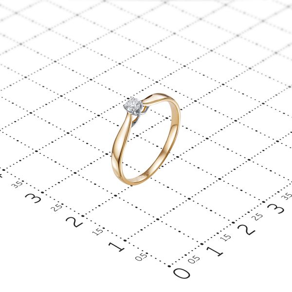 Кольцо с бриллиантом 0.095 карат из красного золота 81841