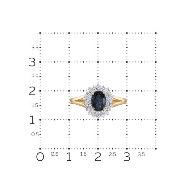 Кольцо с сапфиром и 43 бриллиантами из красного золота 112313