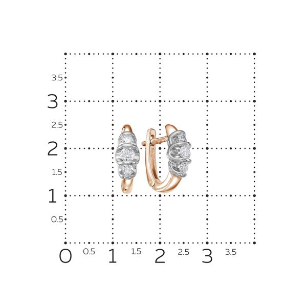 Серьги с 6 бриллиантами из красного золота 89720