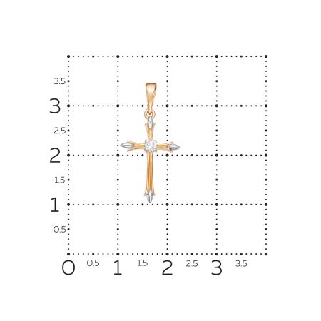 Декоративный крест с бриллиантом 0.062 карат из красного золота 61429