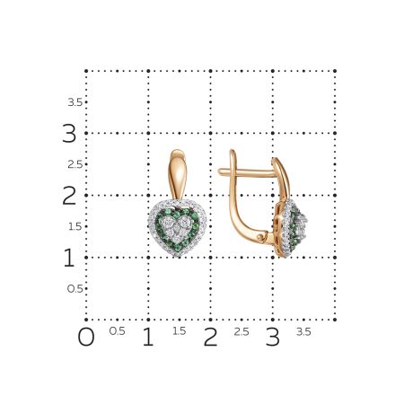 Серьги с 24 изумрудами и 64 бриллиантами из красного золота 124734