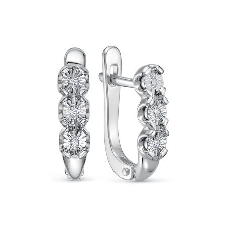 Серьги с 6 бриллиантами 0.03 карат из белого золота 143681