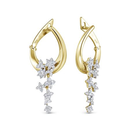 Серьги с 80 бриллиантами из лимонного золота 140776 Серьги с 80 бриллиантами из лимонного золота 140776