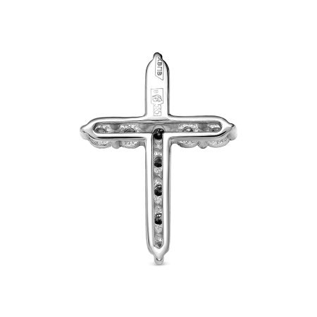 Декоративный крест с 11 черными бриллиантами из белого золота 77712