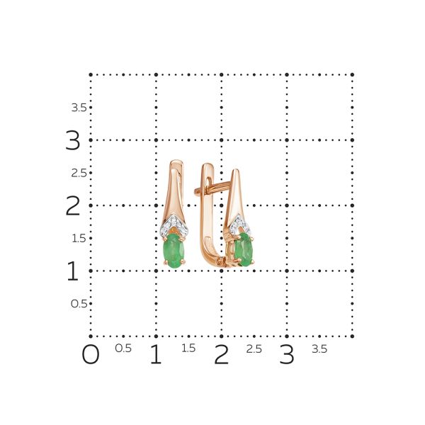 Серьги с изумрудами и 10 бриллиантами из красного золота 54134