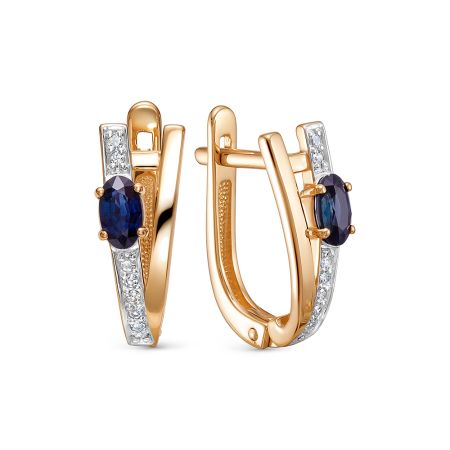 Серьги с сапфирами и 16 бриллиантами из красного золота 144611