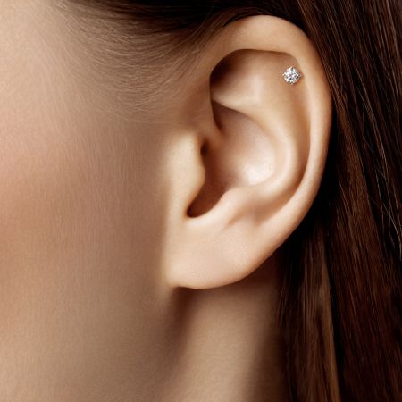 Пирсинг с бриллиантом 0.095 карат из лимонного золота 144690