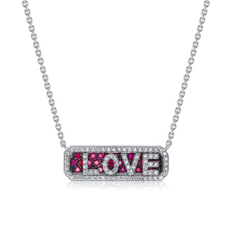 Колье с 34 рубинами и 77 бриллиантами из белого золота 139177 Колье с 34 рубинами и 77 бриллиантами из белого золота 139177