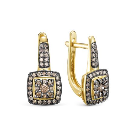 Серьги с 78 коньячными бриллиантами из лимонного золота 145683