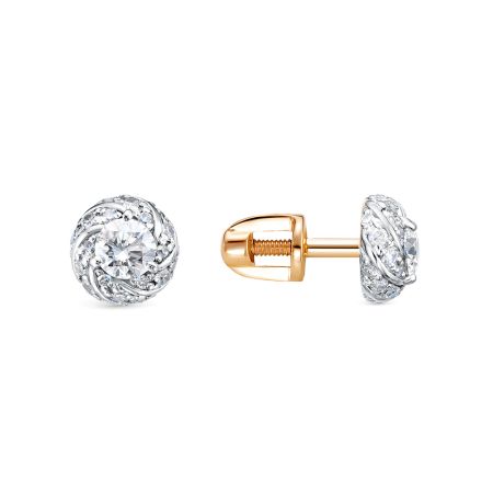 Серьги-пусеты с 50 бриллиантами из красного золота 98583